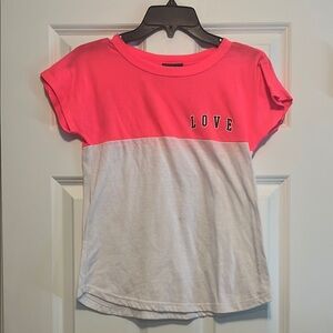 Pink and White Kids T-Shirt with Love Print